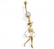 Gold Tone Belly Ring with Lady in Marilyn Pose