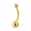 Gold Tone small plain belly button ring,