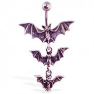 Gothic bat dangle belly ring