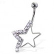 Half-jeweled hollow star navel ring