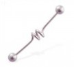 Industrial straight barbell with swirled  center, 14 ga