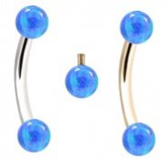 Internally Threaded Curved Barbells With Blue Opals
