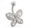 Jeweled butterfly belly ring