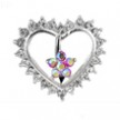 Jeweled flower and heart reversed belly ring