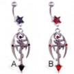 Jeweled star navel ring with dangling dragon and cross