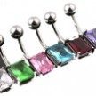 Large jeweled square belly ring
