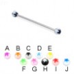 Long barbell (industrial barbell) with acrylic flower balls, 14 ga