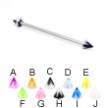 Long barbell (industrial barbell) with acrylic flower cones, 14 ga