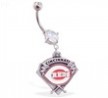 Mspiercing Belly Ring with Official Licensed MLB Charm, Cincinnati Reds
