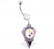 Mspiercing Belly Ring With Official Licensed NFL Charm, Pittsburgh Steelers