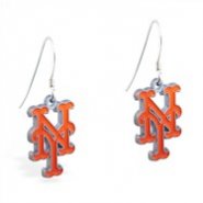 Mspiercing Sterling Silver Earrings With Official Licensed Pewter MLB Charms, New York Metts