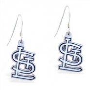 Mspiercing Sterling Silver Earrings With Official Licensed Pewter MLB Charms, St. Louis Cardinals