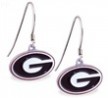 Mspiercing Sterling Silver Earrings With Official Licensed Pewter NCAA Charm, University Of Georgia 