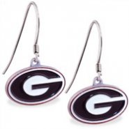 Mspiercing Sterling Silver Earrings With Official Licensed Pewter NCAA Charm, University Of Georgia 