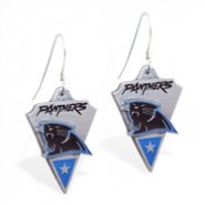 Mspiercing Sterling Silver Earrings With Official Licensed Pewter NFL Charm, Carolina Panthers