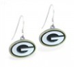 Mspiercing Sterling Silver Earrings With Official Licensed Pewter NFL Charm, Green Bay Packers