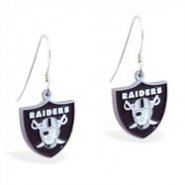 Mspiercing Sterling Silver Earrings With Official Licensed Pewter NFL Charm, Oakland Raiders