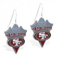 Mspiercing Sterling Silver Earrings With Official Licensed Pewter NFL Charm, San Francisco 49Ers
