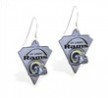 Mspiercing Sterling Silver Earrings With Official Licensed Pewter NFL Charm, St. Louis Rams