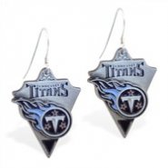 Mspiercing Sterling Silver Earrings With Official Licensed Pewter NFL Charm, Tennessee Titans