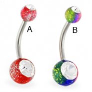 Multi-color glitter navel ring