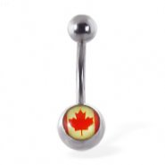 Navel ring with Canadian flag logo