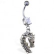 Navel ring with dangling dragon head