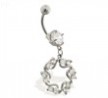 Navel ring with dangling jeweled circle star