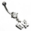 Navel ring with dangling jeweled virgo sign
