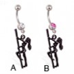 Navel ring with dangling stripper dancing on pole