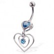Navel ring with hearts and gems