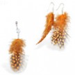 Orange Polka dot Feather Belly Ring and Earring Set