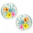 Pair Of Blue  Dried Flower Clear Acrylic Saddle Fit Plugs