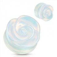 Pair Of Hand-Carved Rose Opalite Plugs