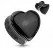 Pair Of Heart Shaped Black Onyx Natural Stone Saddle Plugs