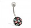 Pixelated Skull and Heart Logo Belly Ring