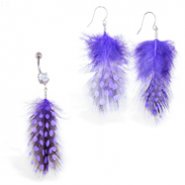 Purple Polka dot Feather Belly Ring and Earring Set