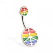 Rainbow double peace sign belly ring