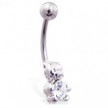 Small jeweled teddy bear belly ring