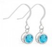 Sterling Silver Earrings with 5mm Bezel Set round 5mm Aquamarine