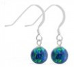 Sterling Silver Earrings with Dangling 8mm Blue Green Opal Ball