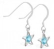 Sterling Silver Earrings with dangling Aquamarinejeweled star