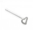 Sterling silver hollow heart nose stud, 20 ga. Long tail for custom bend!