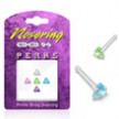 Sterling silver nose pin pack with triangle assorted colored gems, 20 ga