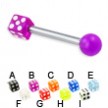Straight barbell with acrylic die and ball, 12 ga