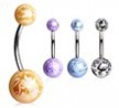 Surgical Steel Navel Ring with Budding Flower Printed Balls