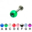 Titanium labret with acrylic jeweled ball, 14 ga