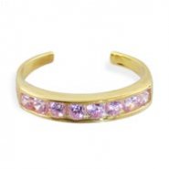 10K real gold spiral toe ring with pink paved gems