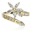 10kt gold jeweled toe ring with big jeweled flower