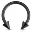 14G Matte Black Horseshoe with Spike Ends Surgical Steel